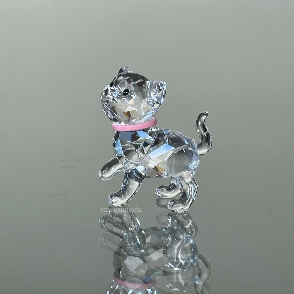 SOLD - Swarovski Crystal Kitten Standing With Pink Collar Figurine Cat 1193537 - Picture 9 of 10